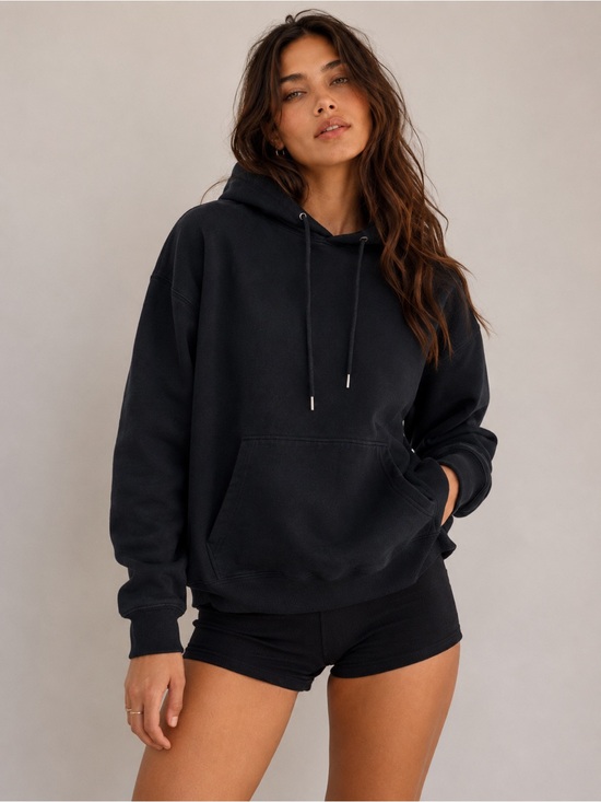 PINK Victoria's Secret Tops - PINK Victoria’s Secret Black Cotton Hoodie Pullover Size S Minimalist Coquette